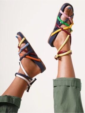 Charlotte Stone | Noemi Multicolor Strap Wrap Tie Gladiator Sandals (7)